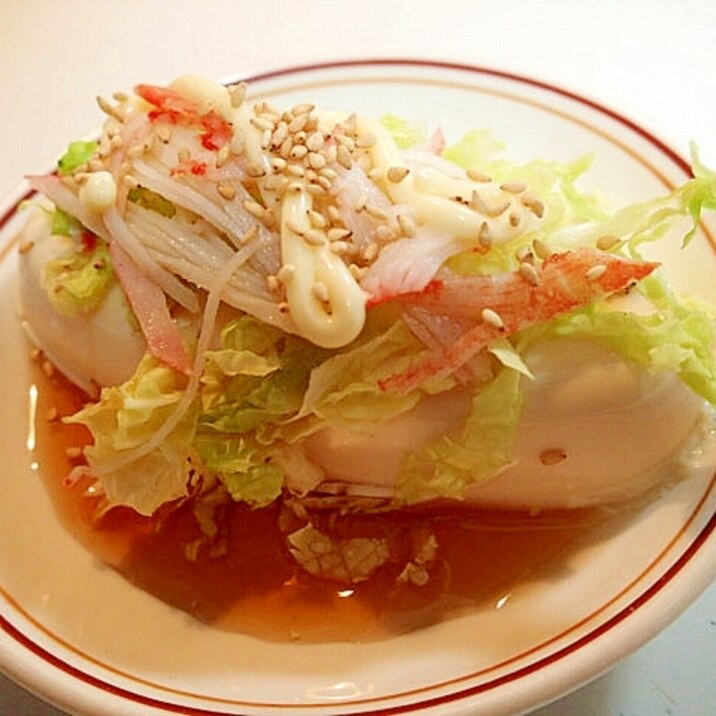 麺つゆ/からしマヨで　白菜とシーサラダの冷奴